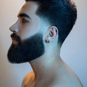 man with black and white beard